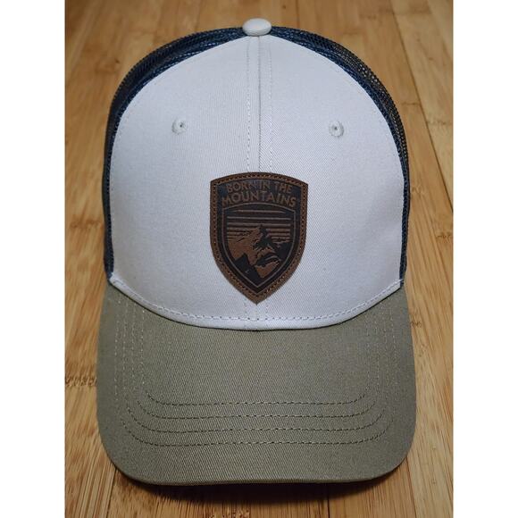 Kuhl Hat Cap Trucker Mesh Snapback Born in the Mountains Hiking Logo Brown Beige - Picture 1 of 6